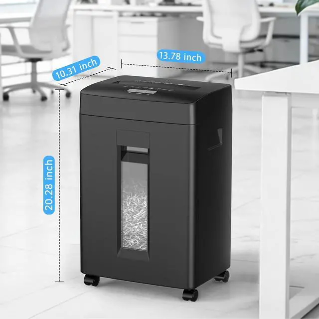 Alt view image 7 of 7 - 12-Sheet Micro Cut Shredder for Home Office, 6 Gallons Bin P-4 High Security Shredders for Paper, CD, Credit Card, Staple, Clip, Heavy Duty Commercial Paper Shredder with Casters