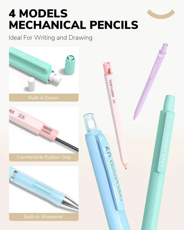 Alt view image 2 of 7 - 36PCS Mechanical Pencil Set with 624 Lead Refills (White) 0.5mm, 0.7mm, 0.9mm & 2.0mm Mechanical Pencils, Aesthetic School Supplies for Writing, Drawing, Drafting and Note-Taking