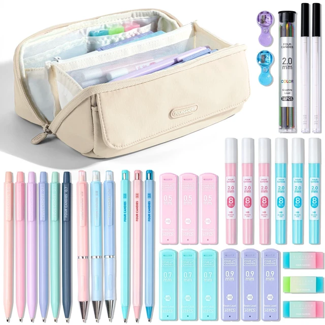Main image of 36PCS Mechanical Pencil Set with 624 Lead Refills (White) 0.5mm, 0.7mm, 0.9mm & 2.0mm Mechanical Pencils, Aesthetic School Supplies for Writing, Drawing, Drafting and Note-Taking