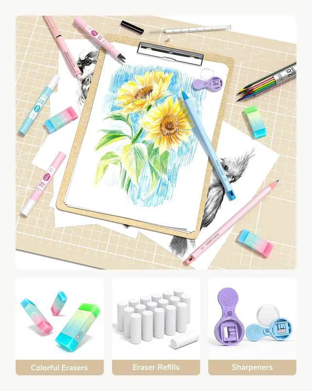Alt view image 6 of 7 - 36PCS Mechanical Pencil Set with 624 Lead Refills (White) 0.5mm, 0.7mm, 0.9mm & 2.0mm Mechanical Pencils, Aesthetic School Supplies for Writing, Drawing, Drafting and Note-Taking