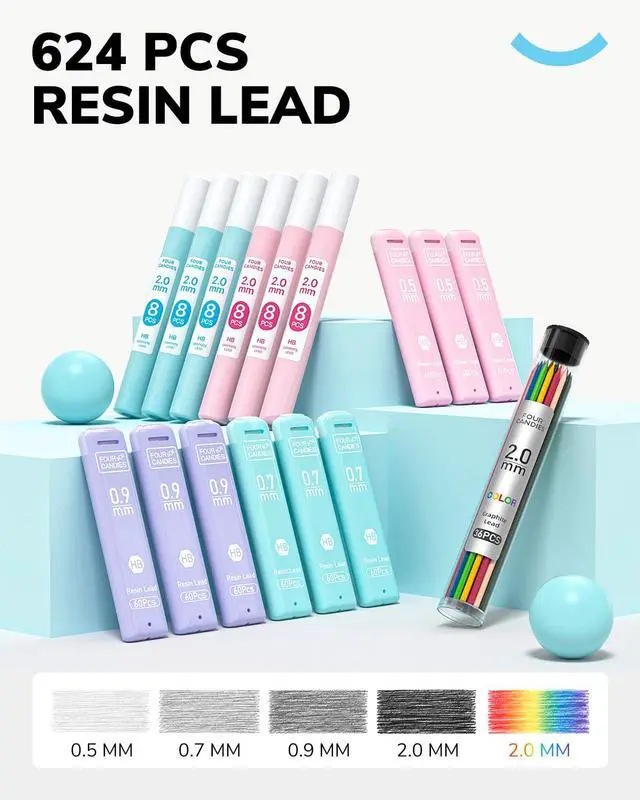 Alt view image 3 of 7 - 36PCS Mechanical Pencil Set with 624 Lead Refills (Light Blue) 0.5mm, 0.7mm, 0.9mm & 2.0mm Mechanical Pencils, Aesthetic School Supplies for Writing, Drawing, Drafting and Note-Taking