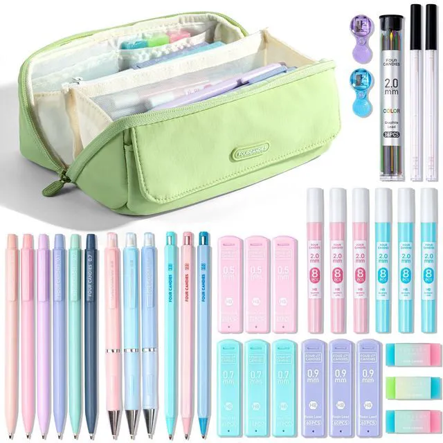 Main image of 36PCS Mechanical Pencil Set with 624 Lead Refills(Light Green) 0.5mm, 0.7mm, 0.9mm & 2.0mm Mechanical Pencils, Aesthetic School Supplies for Writing, Drawing, Drafting and Note-Taking