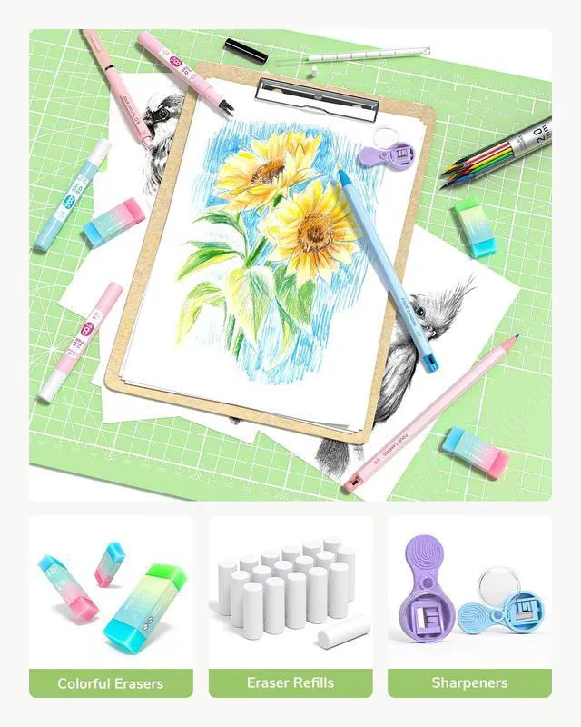 Alt view image 6 of 7 - 36PCS Mechanical Pencil Set with 624 Lead Refills(Light Green) 0.5mm, 0.7mm, 0.9mm & 2.0mm Mechanical Pencils, Aesthetic School Supplies for Writing, Drawing, Drafting and Note-Taking
