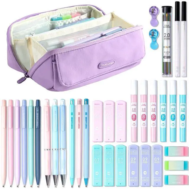 Main image of 36PCS Mechanical Pencil Set with 624 Refills (Light Purple) 0.5mm, 0.7mm, 0.9mm & 2.0mm Mechanical Pencils, Aesthetic School Supplies for Writing, Drawing, Drafting and Note-Taking