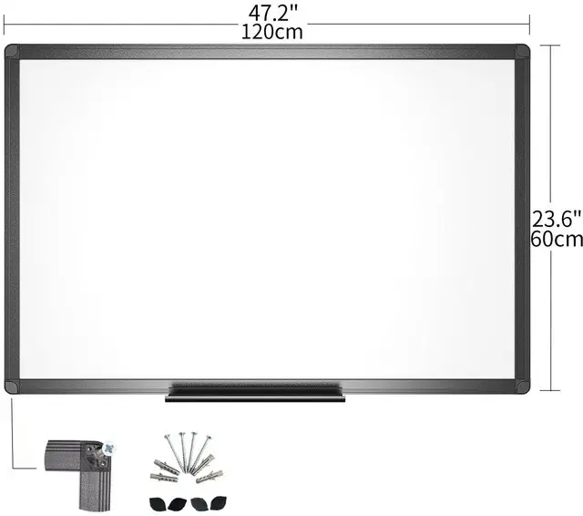 Alt view image 2 of 7 - Magnetic Dry Erase Board, 48 x 24 Inches, Black Aluminium Frame Includes 1 Eraser, 2 Markers & 4 Magnets, Wall Mounted Whiteboard for School Office and Home