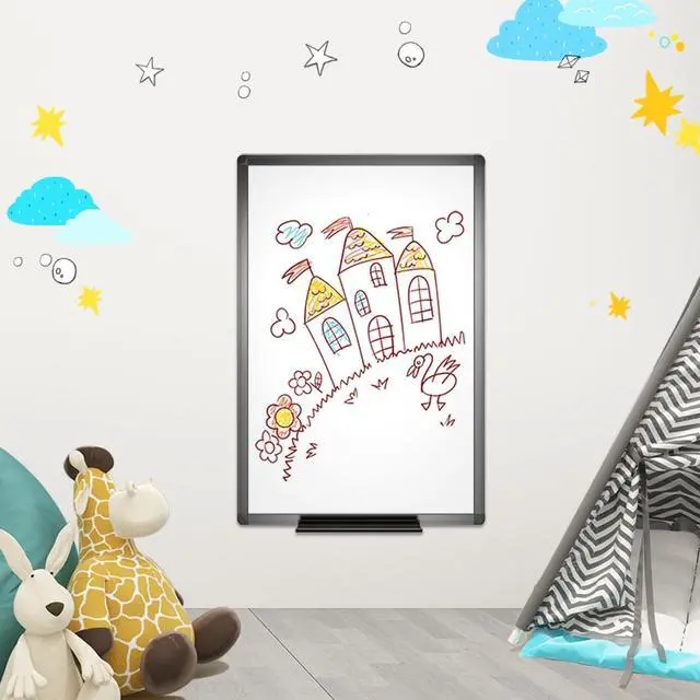 Alt view image 7 of 7 - Magnetic Dry Erase Board, 24 x 18 Inches, Black Aluminium Frame Includes 1 Eraser, 2 Markers & 4 Magnets, Wall Mounted Whiteboard for School Office and Home