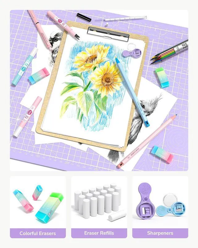 Alt view image 7 of 7 - 36PCS Mechanical Pencil Set with 624 Refills (Light Purple) 0.5mm, 0.7mm, 0.9mm & 2.0mm Mechanical Pencils, Aesthetic School Supplies for Writing, Drawing, Drafting and Note-Taking