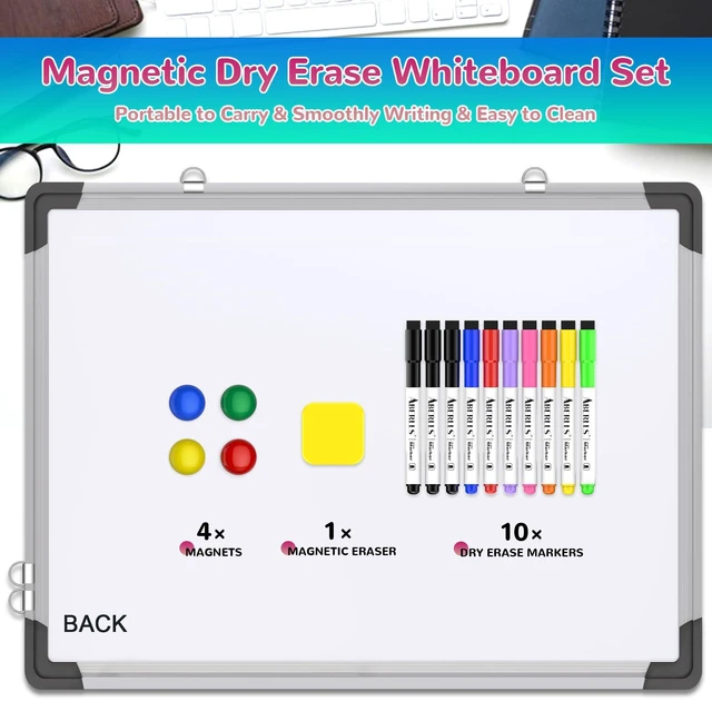 Alt view image 2 of 7 - Monthly Calendar Whiteboard for Wall, 24x18 Inches Dry Erase Board with Cork Board Combo, Magnetic White Board, Double-Sided Hanging Portable Board for Office School Home Kitchen Planner Memo