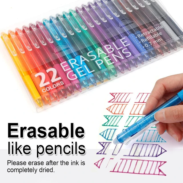 Alt view image 2 of 7 - 22 Colors Retractable Erasable Gel Pens Clicker, Fine Point(0.7), Make Mistakes Disappear, Premium Comfort Grip for Drawing Writing Planner and Crossword Puzzles