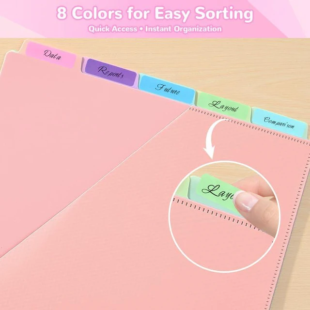 Alt view image 6 of 7 - 5-Tab Binder Dividers with Pockets - Heavy Duty Plastic Dividers for 3 Ring Binder, Letter Size Poly Page Separators with Tabs & Label Stickers, Diamond Texture, 5 Pastel Colors, 12-Pack