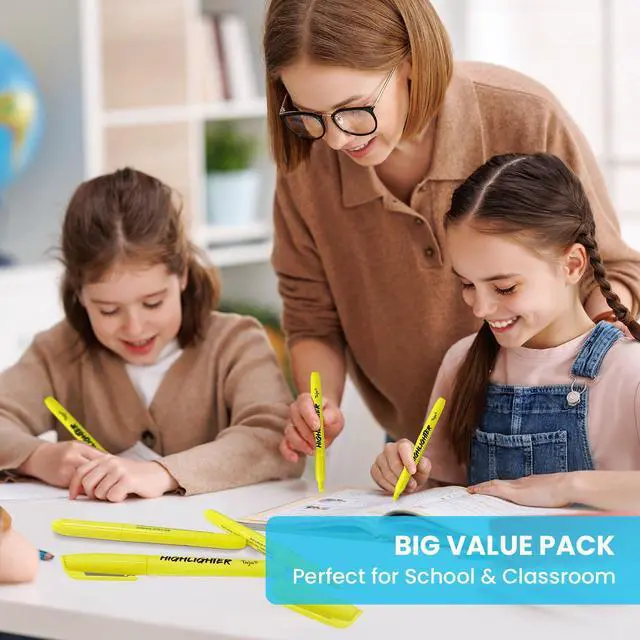 Alt view image 5 of 7 - 192 Pack Highlighters, Yellow, Value Bulk Pack, Chisel Tip Markers with Smooth Quick-Drying Ink, Broad & Precise Lines for Notes, Suitable for School, Office, and Daily Use