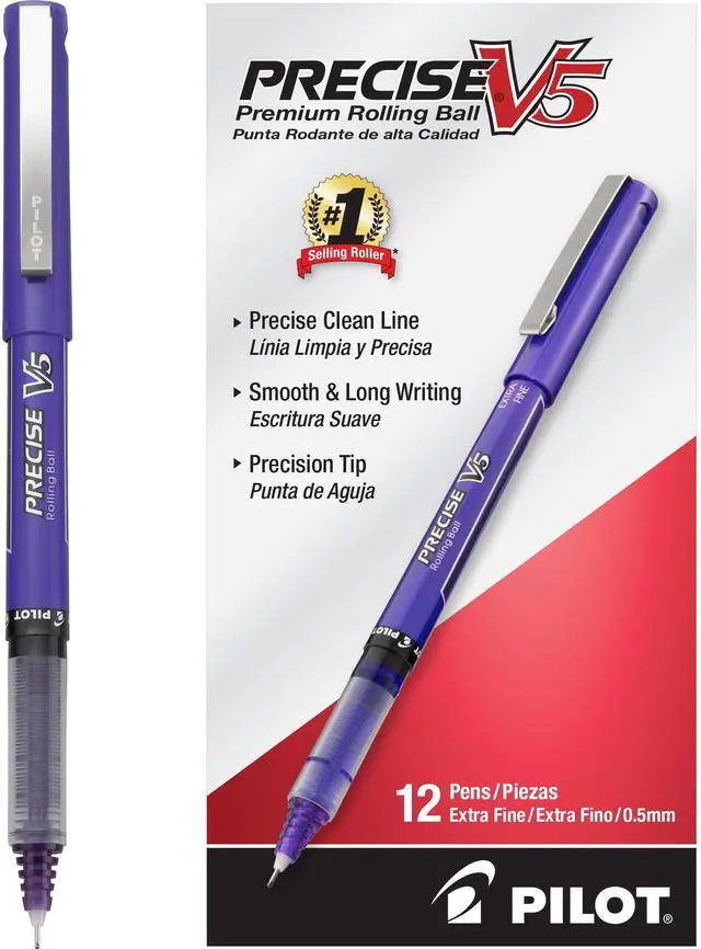 Main image of Precise V5, Extra Fine Point 0.5 mm Purple Pens, Purple, Pack of 12