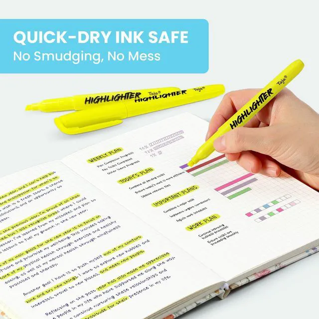 Alt view image 4 of 7 - 192 Pack Highlighters, Yellow, Value Bulk Pack, Chisel Tip Markers with Smooth Quick-Drying Ink, Broad & Precise Lines for Notes, Suitable for School, Office, and Daily Use