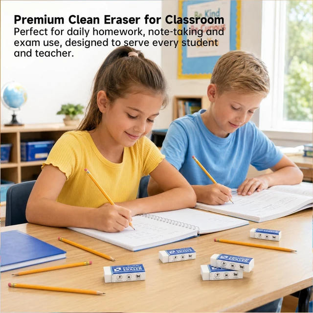 Alt view image 2 of 7 - Erasers, 144 Pack Premium Eraser Bulk, White Erasers Classroom Set for Kids Teachers as School and Office Supplies