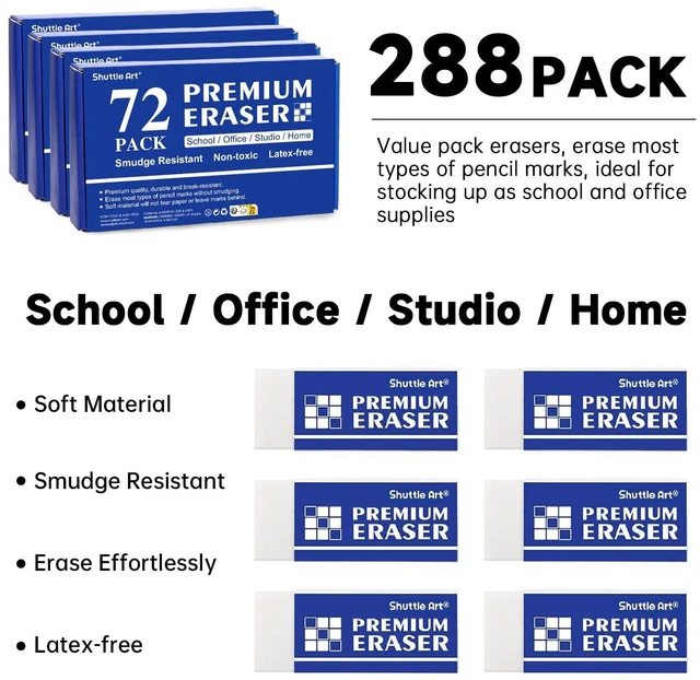 Alt view image 3 of 7 - Erasers, 288 Pack Premium Erasers Bulk, White Eraser Classroom Set for Kids Teachers as School and Office Supplies