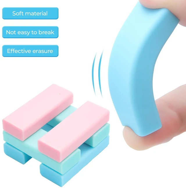 Alt view image 2 of 6 - 6 Pack Sliding Retractable Rubber Erasers, Push-Pull Large Pencil Erasers with Transparent Plastic Sleeve, Soft Rubber Erasers for Office, Drafting, and Everyday Use