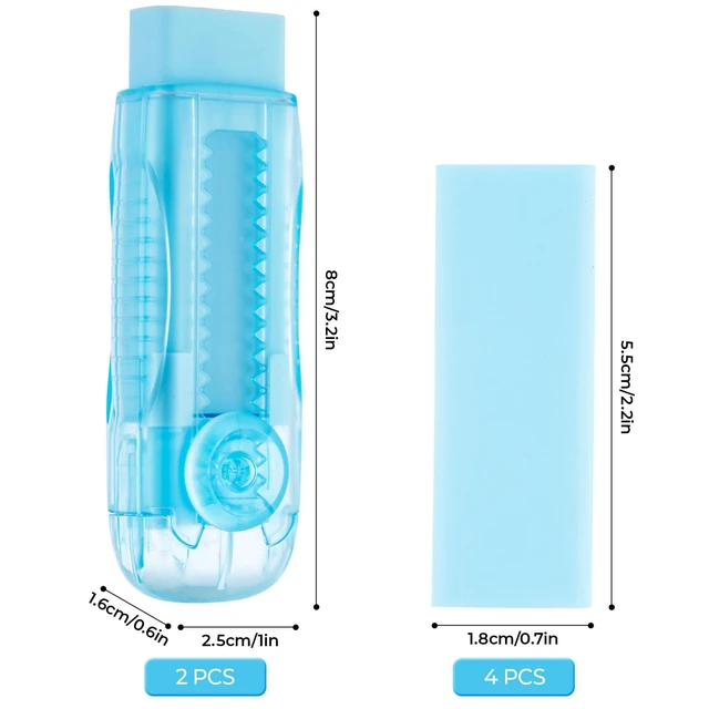 Alt view image 4 of 6 - 6 Pack Sliding Retractable Rubber Erasers, Push-Pull Large Pencil Erasers with Transparent Plastic Sleeve, Soft Rubber Erasers for Office, Drafting, and Everyday Use