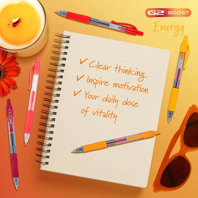 Alt view image 2 of 7 - G2 Gel Roller Pens, G2 Boost Red Pens Pack, 8 Pack Pouch, Assorted
