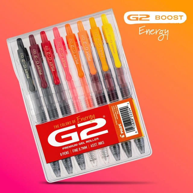 Alt view image 3 of 7 - G2 Gel Roller Pens, G2 Boost Red Pens Pack, 8 Pack Pouch, Assorted