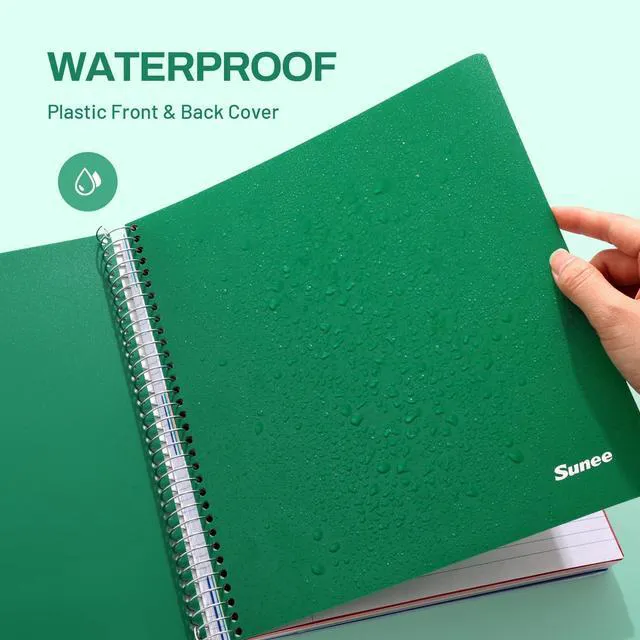 Alt view image 5 of 7 - 5 Subject Notebook College Ruled - 400 Pages, 9"x11", 5 Pocket Colored Dividers, 3-Hole Punched Paper, Dark Green