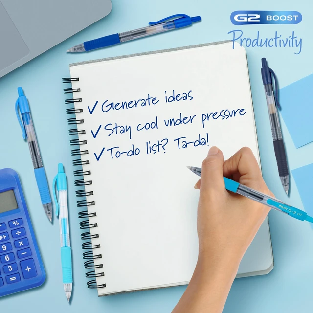 Alt view image 3 of 7 - G2 Gel Roller Pens, G2 Boost Blue Pens Pack, 8 Pack Pouch, Assorted