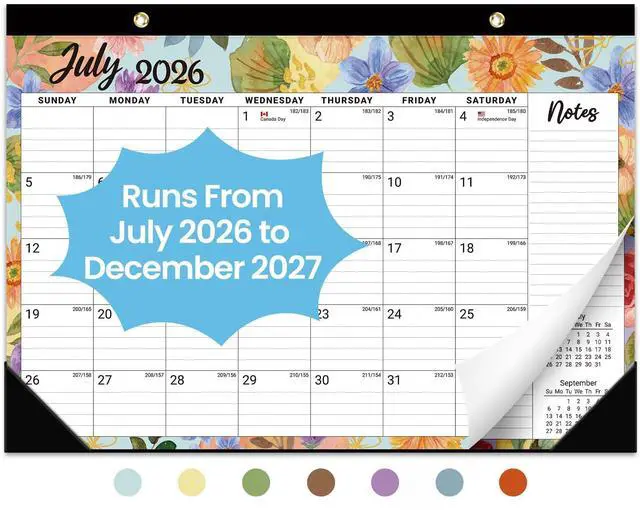 Main image of Desk Calendar 2026-2027, Jul 2026-Dec 2027, 18-Month, 17" x 12" 18-Month Calendar, Large Monthly Desktop & Wall Calendar for Home & Office, Planning and Organization, Botanic Whimsy
