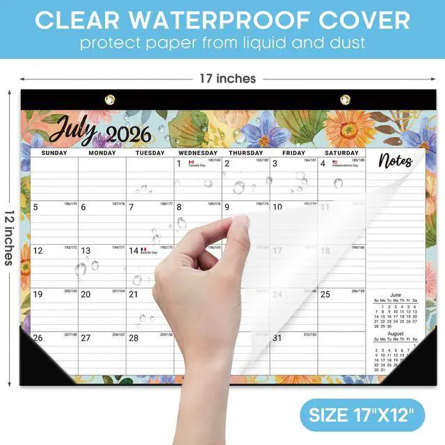 Alt view image 4 of 7 - Desk Calendar 2026-2027, Jul 2026-Dec 2027, 18-Month, 17" x 12" 18-Month Calendar, Large Monthly Desktop & Wall Calendar for Home & Office, Planning and Organization, Botanic Whimsy