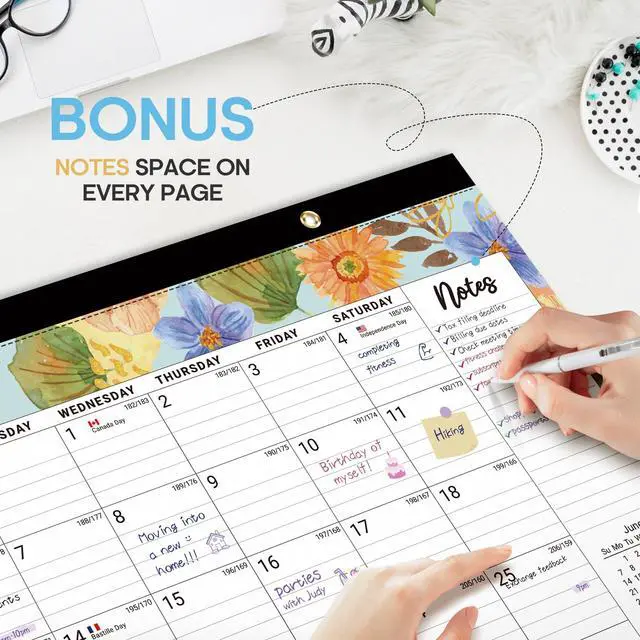 Alt view image 5 of 7 - Desk Calendar 2026-2027, Jul 2026-Dec 2027, 18-Month, 17" x 12" 18-Month Calendar, Large Monthly Desktop & Wall Calendar for Home & Office, Planning and Organization, Botanic Whimsy