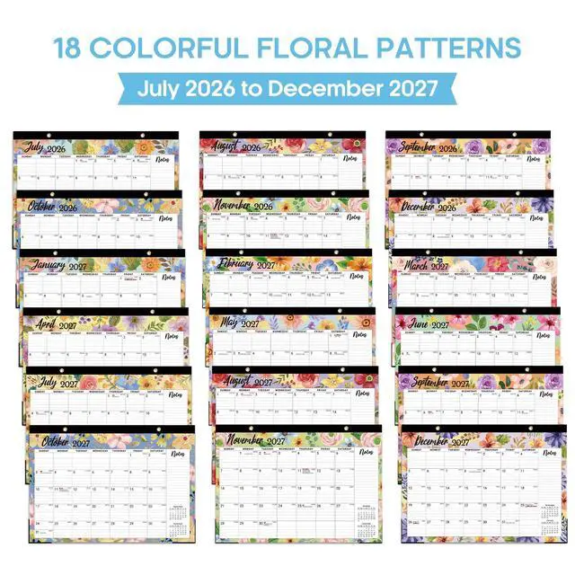 Alt view image 6 of 7 - Desk Calendar 2026-2027, Jul 2026-Dec 2027, 18-Month, 17" x 12" 18-Month Calendar, Large Monthly Desktop & Wall Calendar for Home & Office, Planning and Organization, Botanic Whimsy