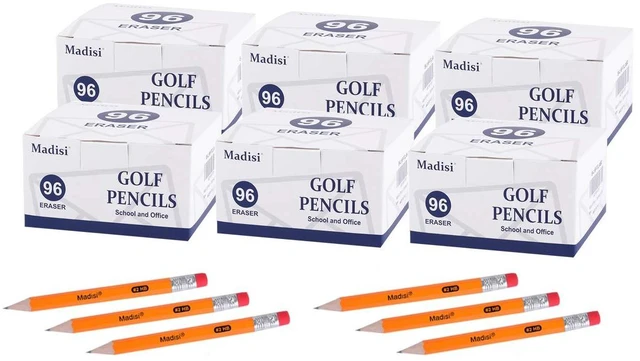 Main image of Mini Golf Pencils Bulk with Eraser, 576 Count, #2 HB Pre-Sharpened 3.5" Short Pencils, 6 Boxes, Small Half Pencils for Kids