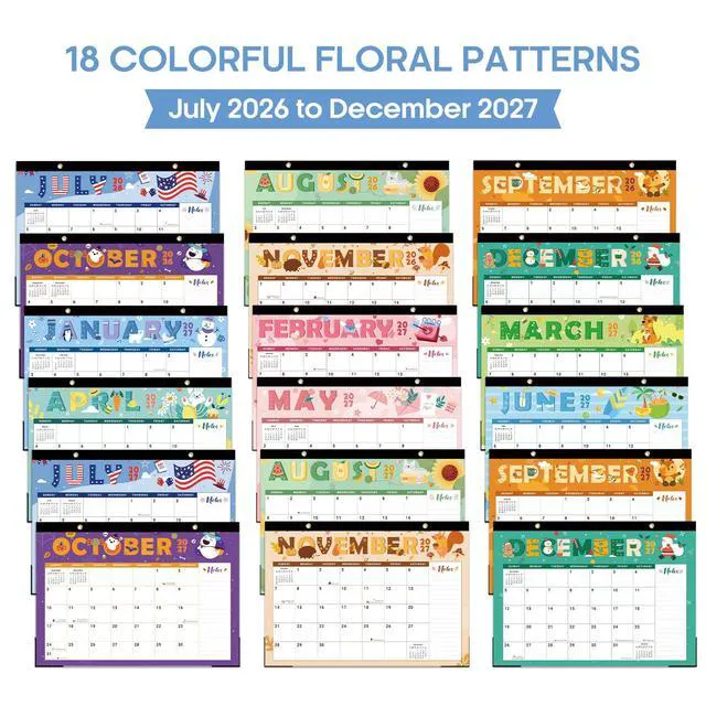 Alt view image 6 of 7 - Desk Calendar 2026-2027, Jul 2026-Dec 2027, 18-Month, 17" x 12" 18-Month Calendar, Large Monthly Desktop & Wall Calendar for Home & Office, Planning and Organization, Festival