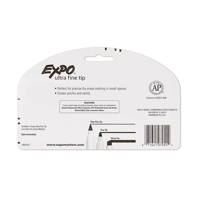 Alt view image 2 of 6 - Low-Odor Dry Erase Markers, Ultra-Fine Tip, Black, 4 Count (Pack of 2)