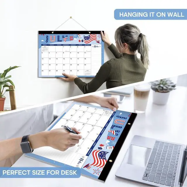 Alt view image 7 of 7 - Desk Calendar 2026-2027, Jul 2026-Dec 2027, 18-Month, 17" x 12" 18-Month Calendar, Large Monthly Desktop & Wall Calendar for Home & Office, Planning and Organization, Festival