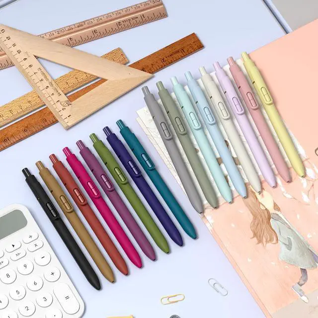 Alt view image 6 of 7 - 16 Pack Blue Gel Pens with Fidget, 0.7mm Quick-Drying Blue Ink Fine Point Smooth Writing - Stress Relief Retractable, Soft Grip Cute Pen for Journaling, School Office, Gift Vintage Morandi