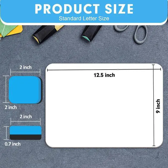 Alt view image 2 of 7 - 26 Pack Double Sided Dry Erase Boards with 26 Erasers, 12.5 x 9 Inch Double-Sided Reusable Small White Board, Smooth Writing & Wipe-Clean Design, Portable Study Whiteboard