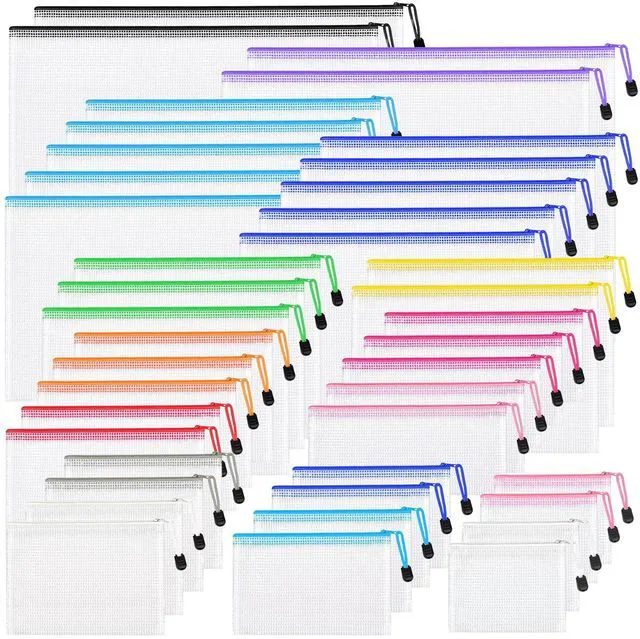 Main image of 42pcs Mesh Zipper Pouch Bags, 8 Sizes Plastic zippered Storage Bags for Organizing, Clear Pouches with Zipper, Waterproof Mesh Pouch for Office Supplies, Home Organize, Travel Storage