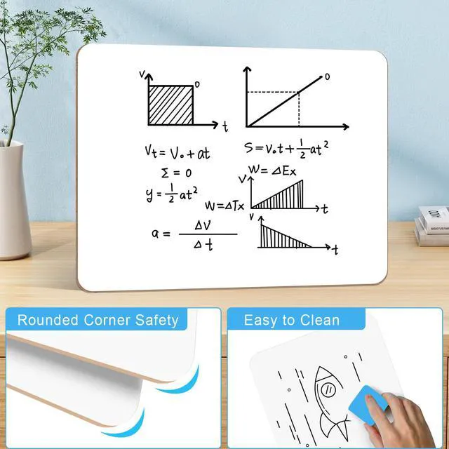 Alt view image 3 of 7 - 26 Pack Double Sided Dry Erase Boards with 26 Erasers, 12.5 x 9 Inch Double-Sided Reusable Small White Board, Smooth Writing & Wipe-Clean Design, Portable Study Whiteboard
