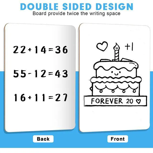 Alt view image 4 of 7 - 26 Pack Double Sided Dry Erase Boards with 26 Erasers, 12.5 x 9 Inch Double-Sided Reusable Small White Board, Smooth Writing & Wipe-Clean Design, Portable Study Whiteboard