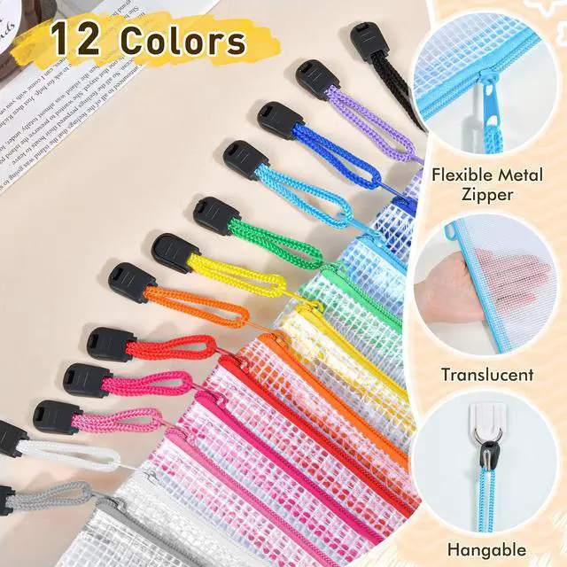 Alt view image 3 of 7 - 42pcs Mesh Zipper Pouch Bags, 8 Sizes Plastic zippered Storage Bags for Organizing, Clear Pouches with Zipper, Waterproof Mesh Pouch for Office Supplies, Home Organize, Travel Storage