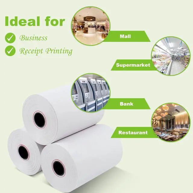 Alt view image 3 of 5 - 2-1/4" x 50' Thermal Paper Rolls - 150 Rolls Premium POS Receipt Paper for Credit Card Terminals & Systems | High-Definition, Cost-Saving Bulk Pack!