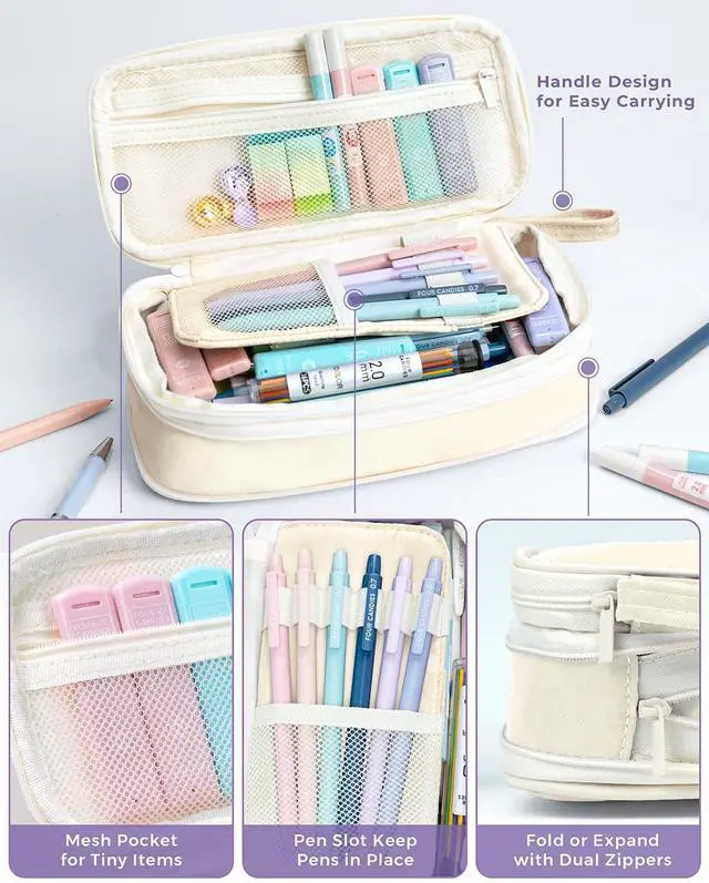 Alt view image 4 of 7 - 36PCS Mechanical Pencil Set with 624 Lead Refills (Cream) 0.5mm - 2.0mm Mechanical Pencils, Aesthetic School Supplies for Writing, Drawing, Drafting, Note-Taking & Back to School