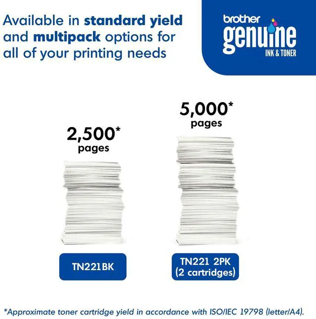 Alt view image 6 of 7 - Genuine Standard Yield Toner Cartridge, TN221BK, Replacement Black Toner, Page Yield Upto 2,500 Pages, Amazon Dash Replenishment Cartridge, TN221