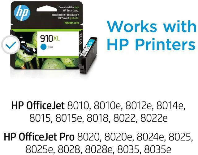 Alt view image 2 of 7 - 910XL Cyan High-Yield Ink Cartridge | Works with OfficeJet 8010, 8020, Pro 8020, 8030 | Eligible for Instant Ink | 3YL62AN