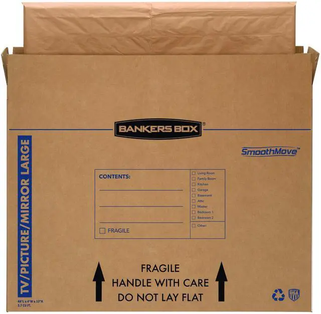 Main image of 4-Pack Large TV/Picture/Mirror Moving Boxes Protect TVs, mirrors, and framed art with rigid moving boxes sized for flat, fragile items