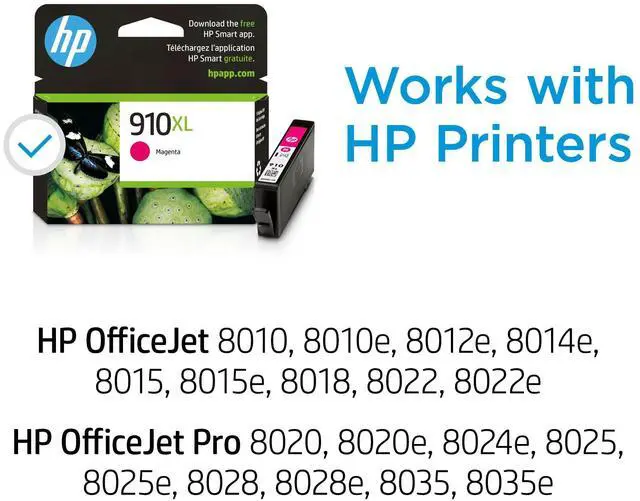 Alt view image 2 of 7 - 910XL Magenta High-Yield Ink Cartridge | Works with OfficeJet 8010, 8020 Series, OfficeJet Pro 8020, 8030 Series | Eligible for Instant Ink | 3YL63AN