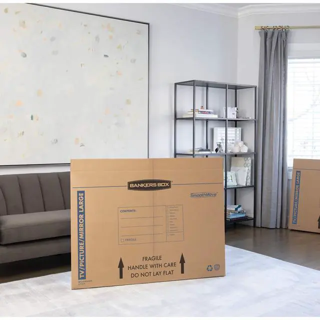 Alt view image 3 of 7 - 4-Pack Large TV/Picture/Mirror Moving Boxes Protect TVs, mirrors, and framed art with rigid moving boxes sized for flat, fragile items