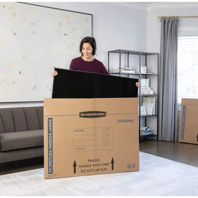 Alt view image 4 of 7 - 4-Pack Large TV/Picture/Mirror Moving Boxes Protect TVs, mirrors, and framed art with rigid moving boxes sized for flat, fragile items