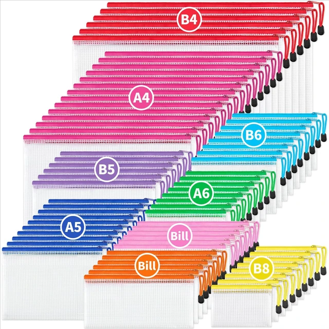 Main image of 72Pcs Mesh Zipper Pouch Bags, 8 Sizes Waterproof Zipper Bags Multi-use Travel Bags for Office, School, Board Game, Puzzles, Cosmetics, Travel Accessories, and Home Organization, 9 colors