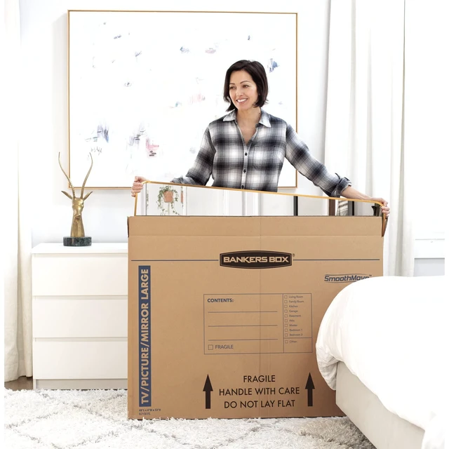 Alt view image 7 of 7 - 4-Pack Large TV/Picture/Mirror Moving Boxes Protect TVs, mirrors, and framed art with rigid moving boxes sized for flat, fragile items