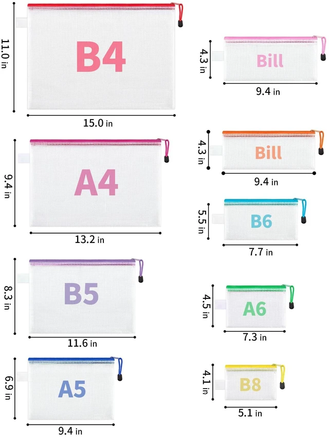Alt view image 3 of 7 - 72Pcs Mesh Zipper Pouch Bags, 8 Sizes Waterproof Zipper Bags Multi-use Travel Bags for Office, School, Board Game, Puzzles, Cosmetics, Travel Accessories, and Home Organization, 9 colors